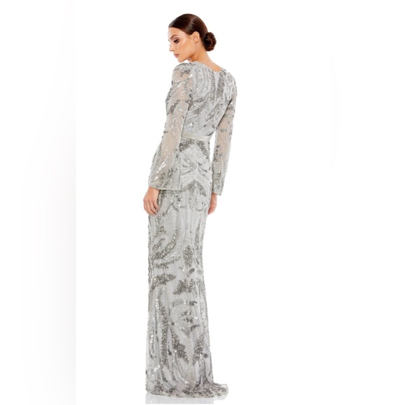 Sequin embellished v neckline evening gown - Picture 2 of 3